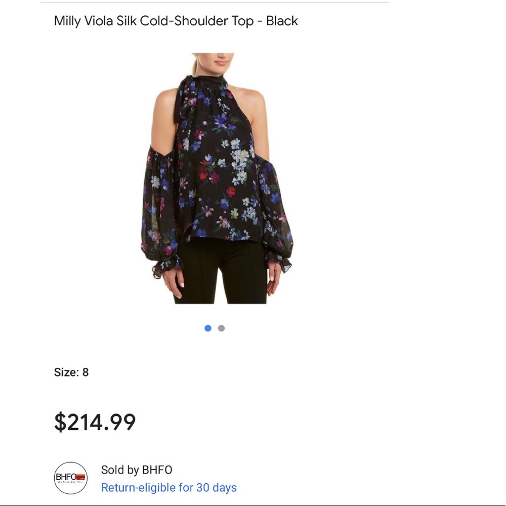 Milly Viola Silk Cold-Shoulder Top - Picture 6 of 7
